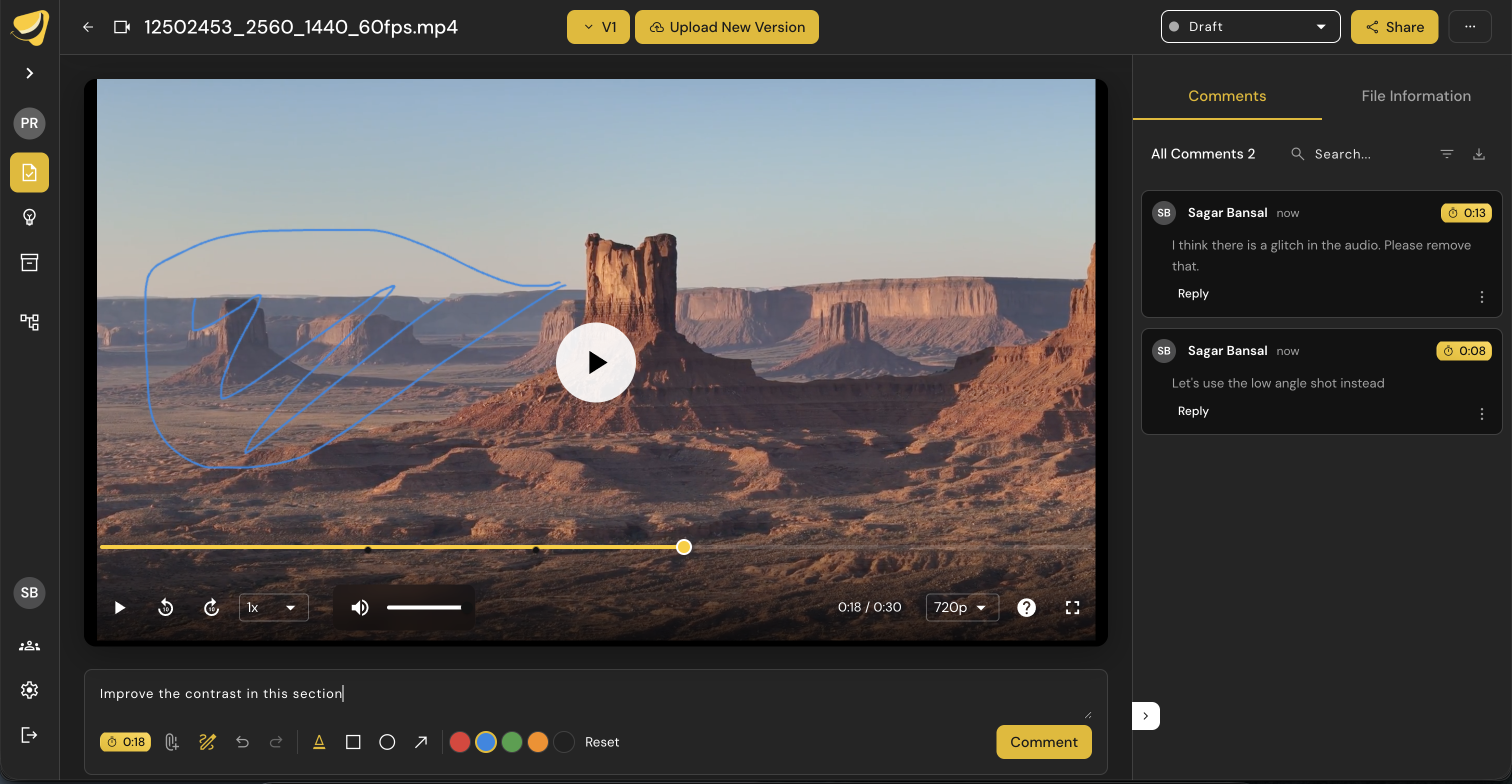 Video feedback and versioning